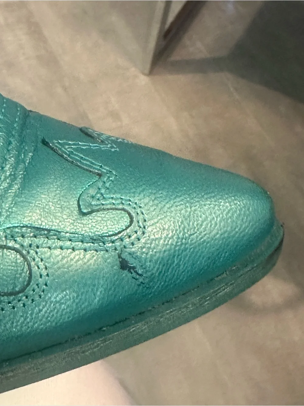 ESC Teal Leather Cowboy Boots Womens 37 - Picture 7 of 8